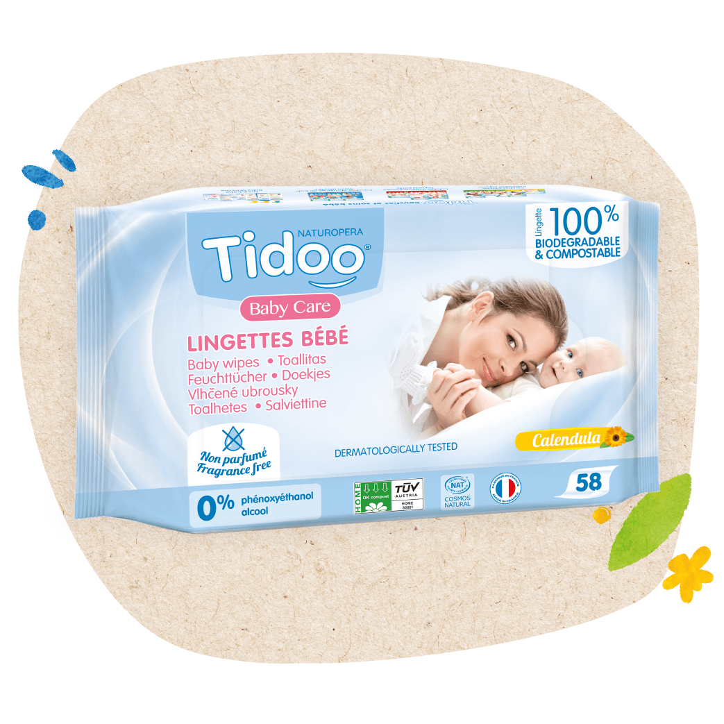 Khăn giấy ướt cho bé không mùi hữu cơ Ultra-soft baby Tidoo 58 miếng