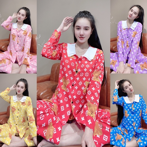 Đồ bộ tay dài quần dài mẫu chữ gấu xinh xắn