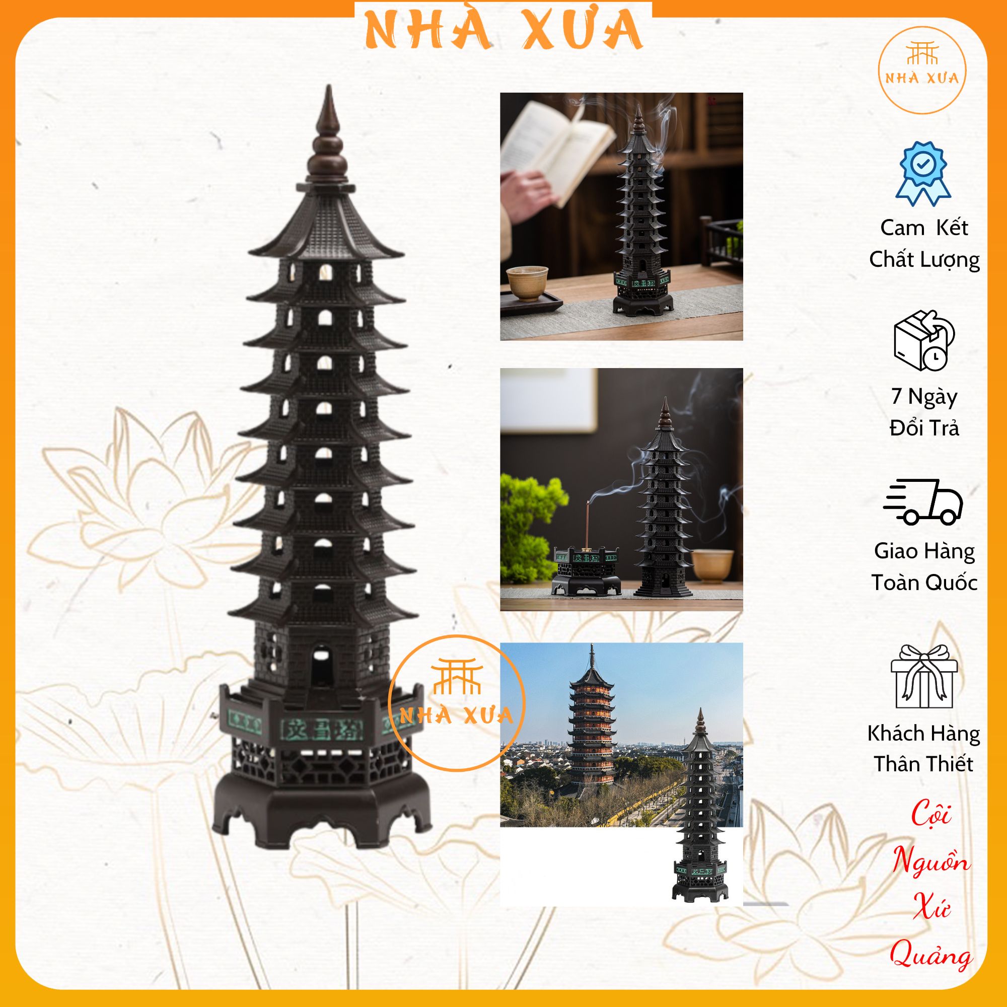 Lư hương xông trầm tháp văn xương cầu công danh đỗ đạt đẹp top1