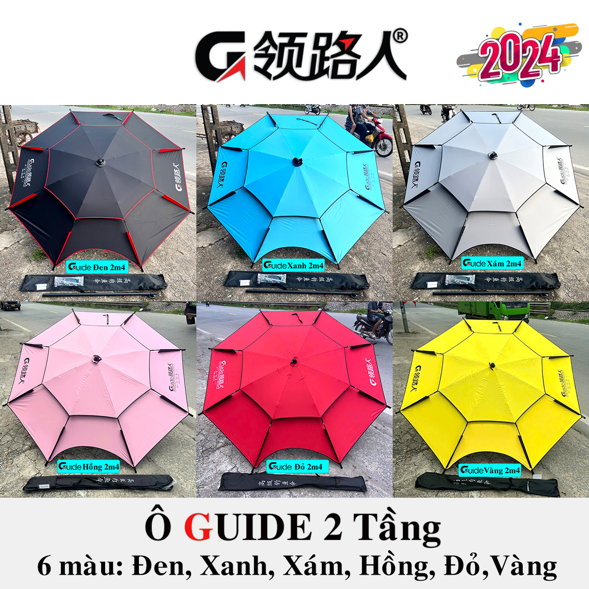 Ô CÂU CÁ - Ô DÙ CHE NẮNG CHE MƯA CAO CẤP - 2M0 - 2M2 - 2M4 NHIỀU MÀU - AA46