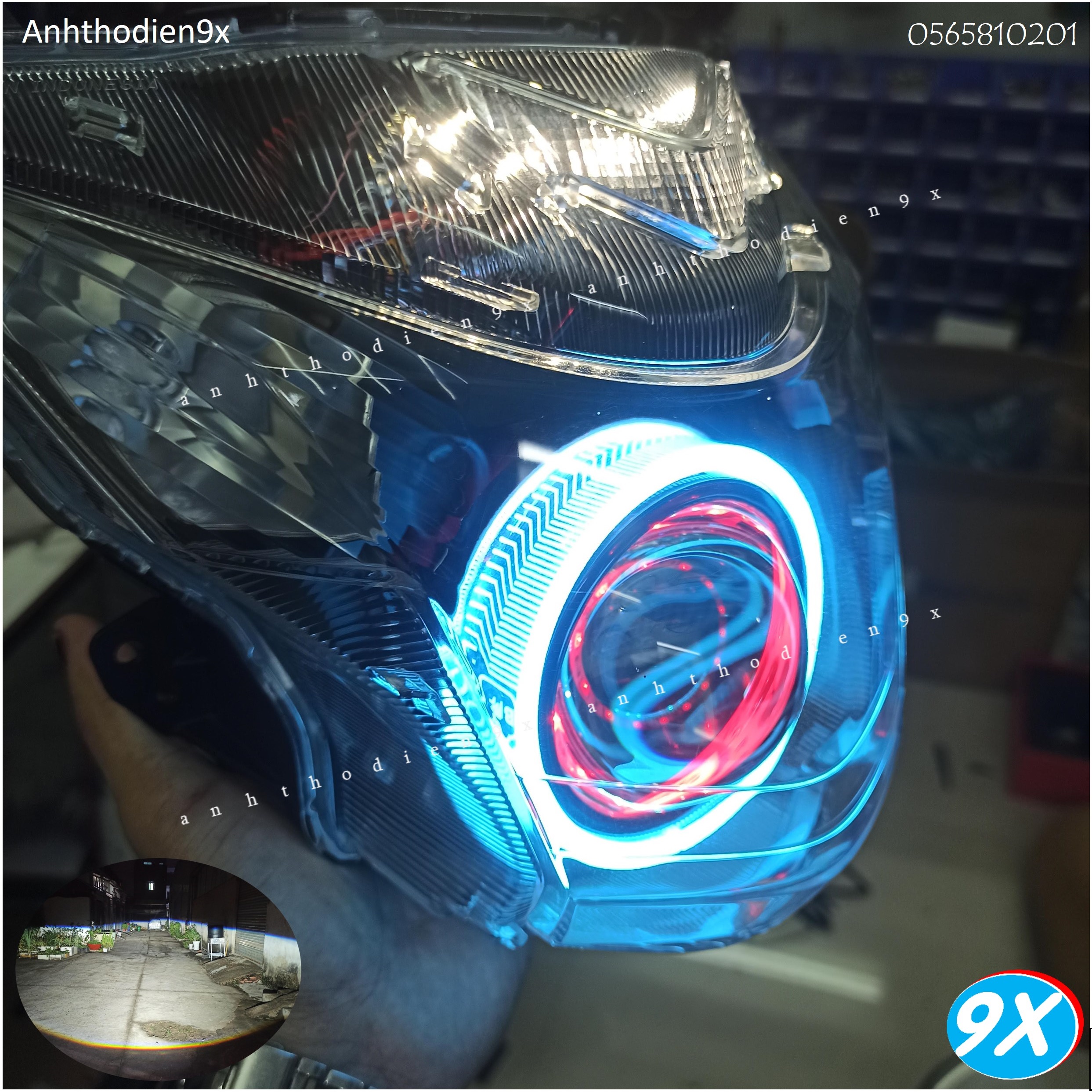💥💥freeship 💥💥 choá satria, raider fi, gsx lên sẵn bi led red pro 2.0, kenzo