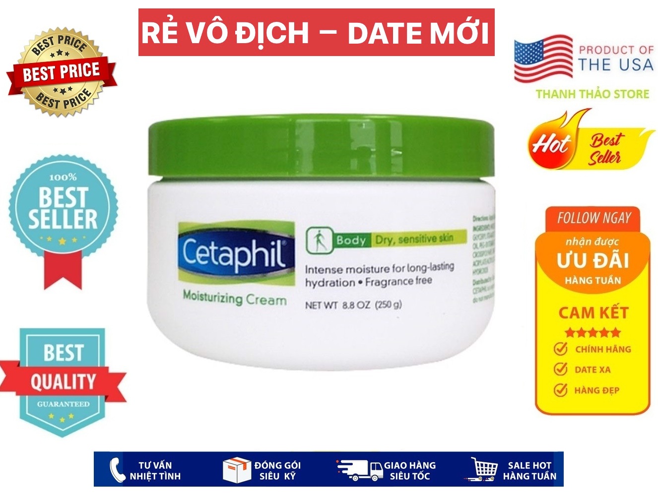 Kem Dưỡng da Body Cetaphil Moisturizing Cream 250g
