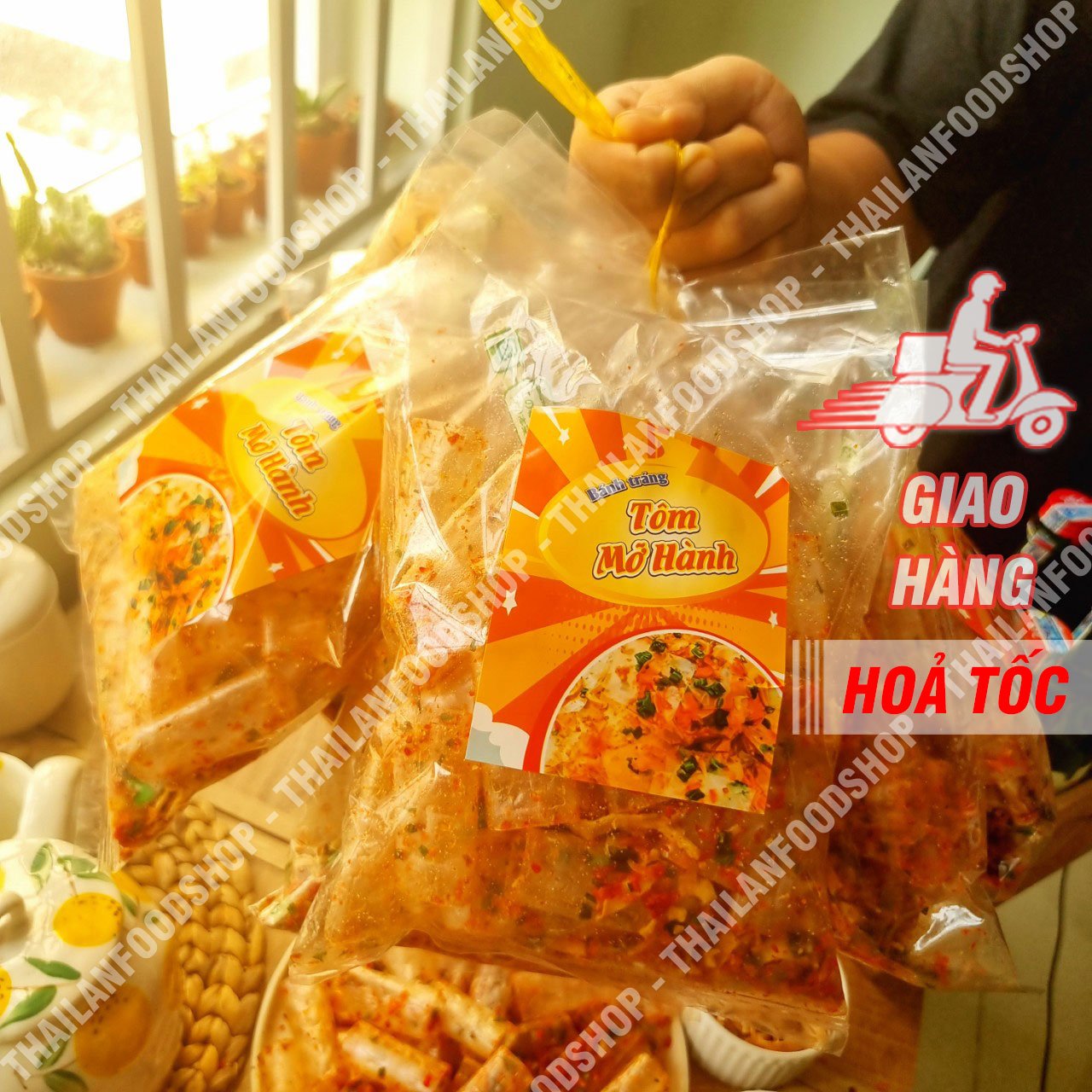 Bánh tráng tôm mỡ hành xâu 10 gói