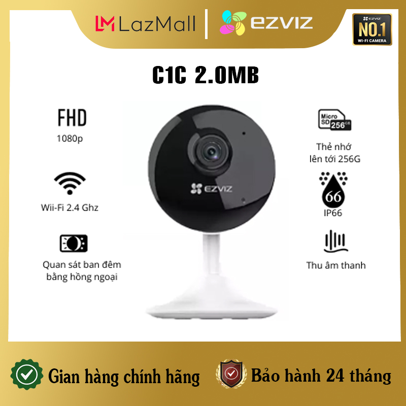 [100% CHÍNH HÃNG] Camera IP WIFI Trong Nhà EZVIZ C1C-B 2.0MP Full HD 1080P. Đàm thoại 2 chiều - CS-C1C-E0-1E2WF Chuẩn nén H.265