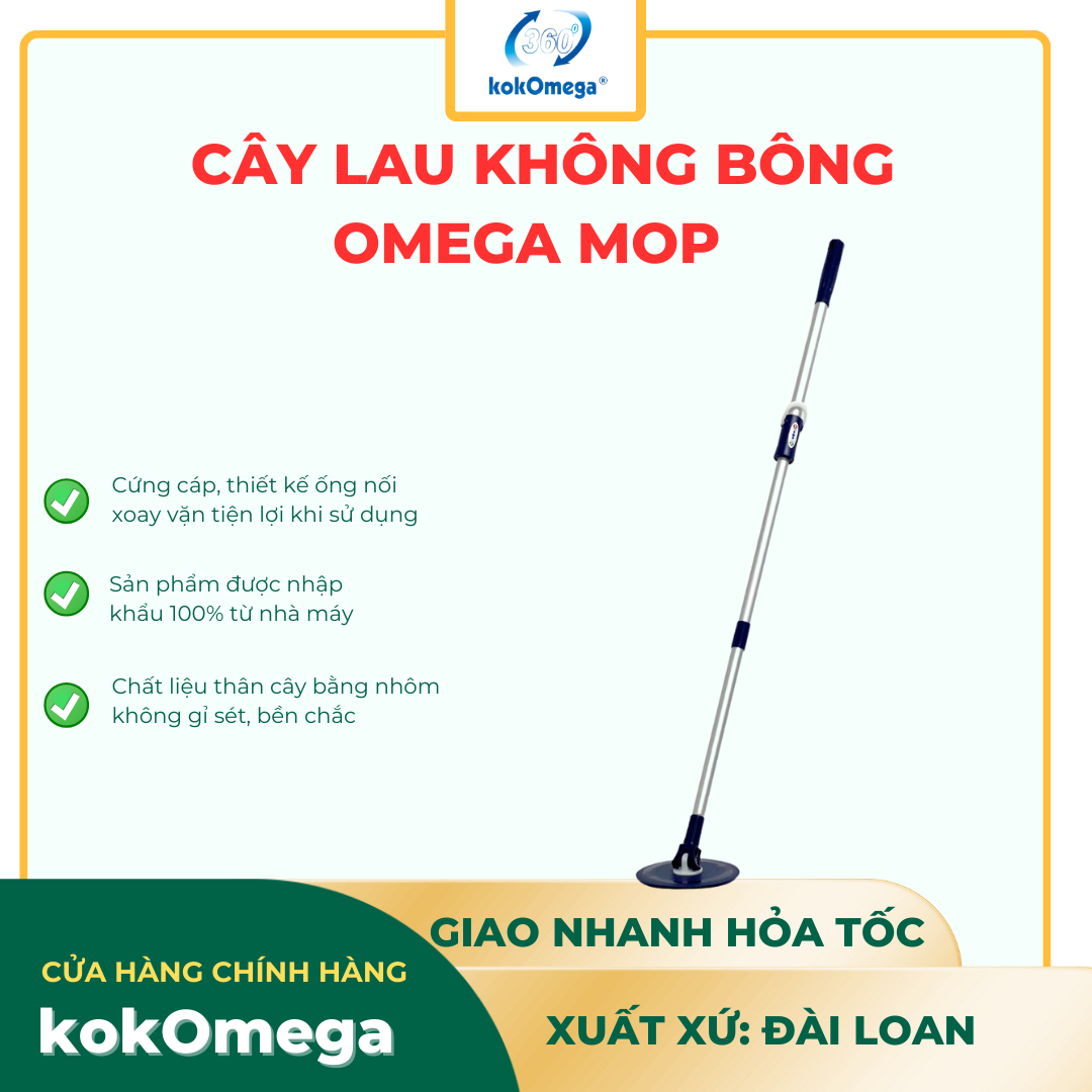 Thân Cây Lau Nhà Omega Mop - Taiwan ( Không có bông lau )