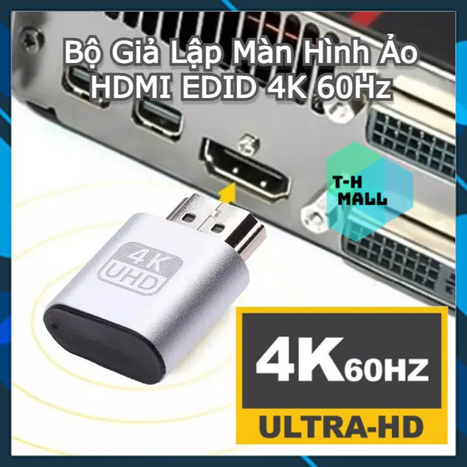 Bộ chuyển đổi màn hình ảo bộ giả lập màn hình ảo phích cắm giả ddc edid 4k tương thích hdmi