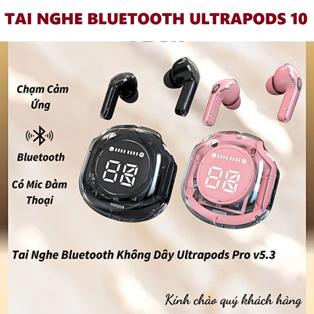 ( GIÁ RẺ ) Tai Nghe Bluetooth Không Dây KY10 ( Bản Nâng Cấp KY9 / KY8 ) Ultrapods Pro V5.3 Cảm Ứng Âm Thanh Hifi Màn Hình Led Có Mic Đàm Thoại