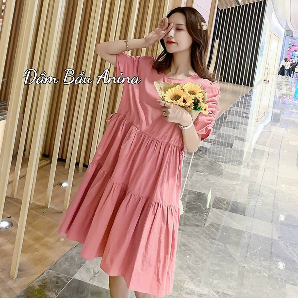 Váy bầu dáng suông babydoll thiết kế đẹp xinh nhún tay mặc đi làm đi chơi V268