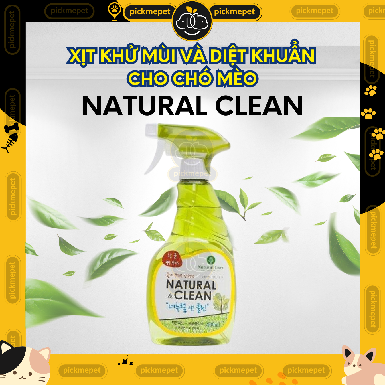 Xịt khử mùi chó mèo diệt khuẩn bảo vệ sức khỏe natural core clean