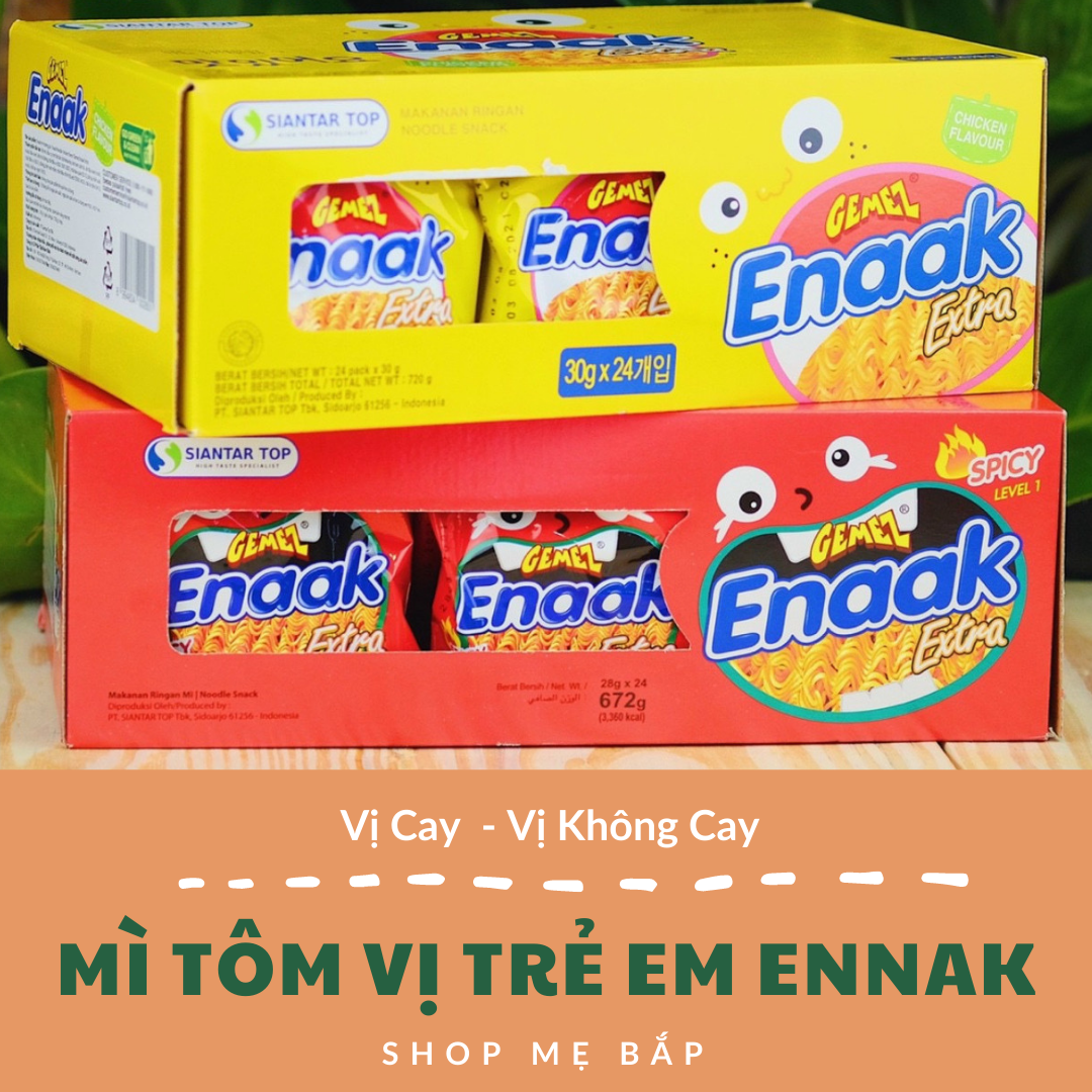 Mì Tôm Ăn Liền Enaak 40g - Snack Mì Tôm vị Cay và Không Cay - Shop Mẹ Bắp [Date 11/2023]