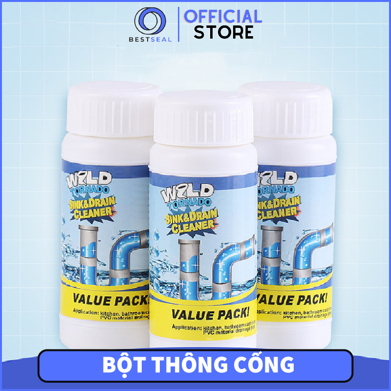  Chai Bột Thông Bồn rửa chét Ống thoát nước Cống Nghẹt, Chai Bột Thông Cống Thần Thánh 110g 