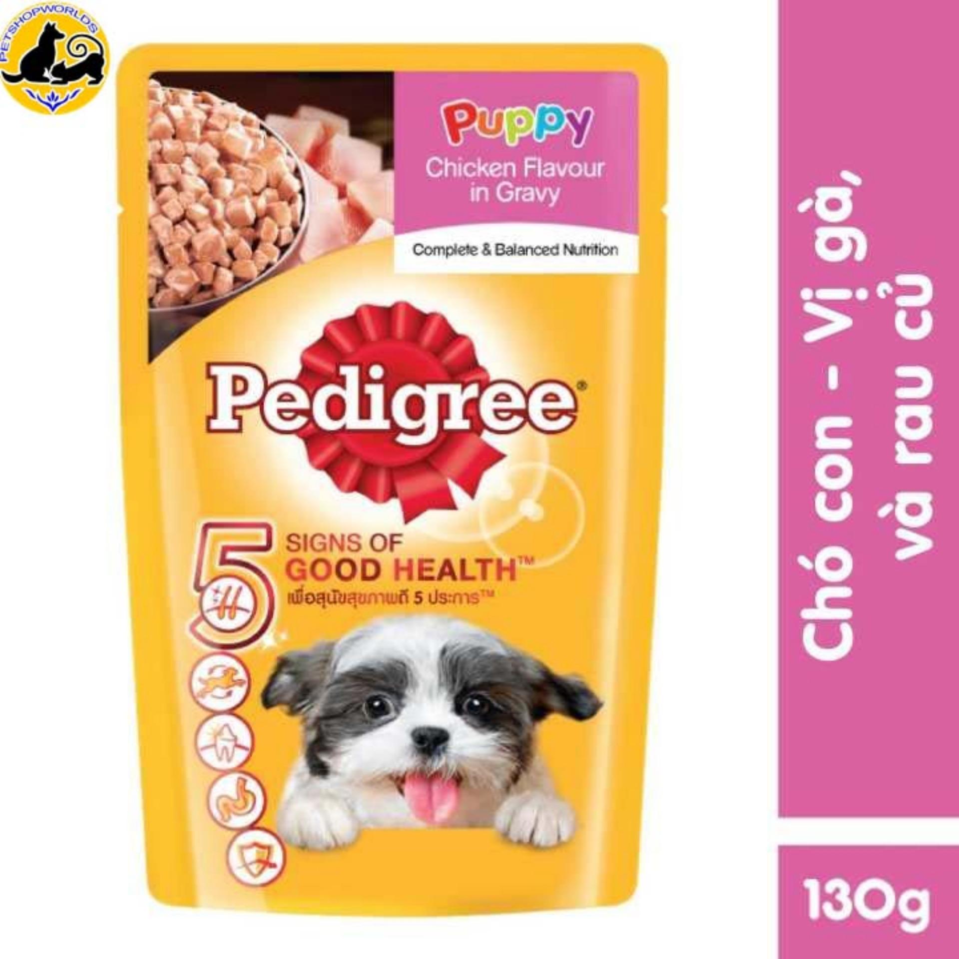 [HCM]Thức ăn chó con Pedigree vị gà rau củ 130g