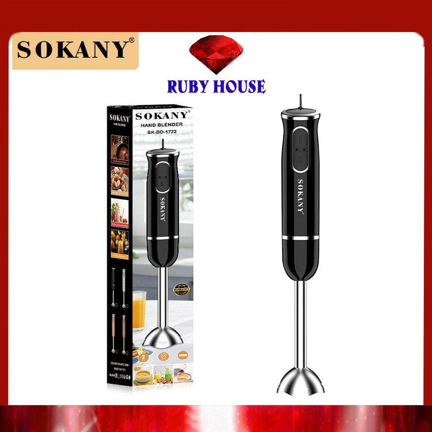 Máy xay cầm tay Sokany MẪU MỚI SK1722, Máy xay sinh tố cầm tay Sokany xay khỏe, lưỡi sắc không gỉ - Ruby House