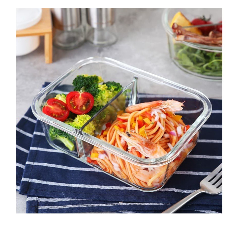 [Lấy mã giảm thêm 30%] Hộp thủy tinh đựng thực phẩm 2 ngăn 3 ngăn tiện dụng