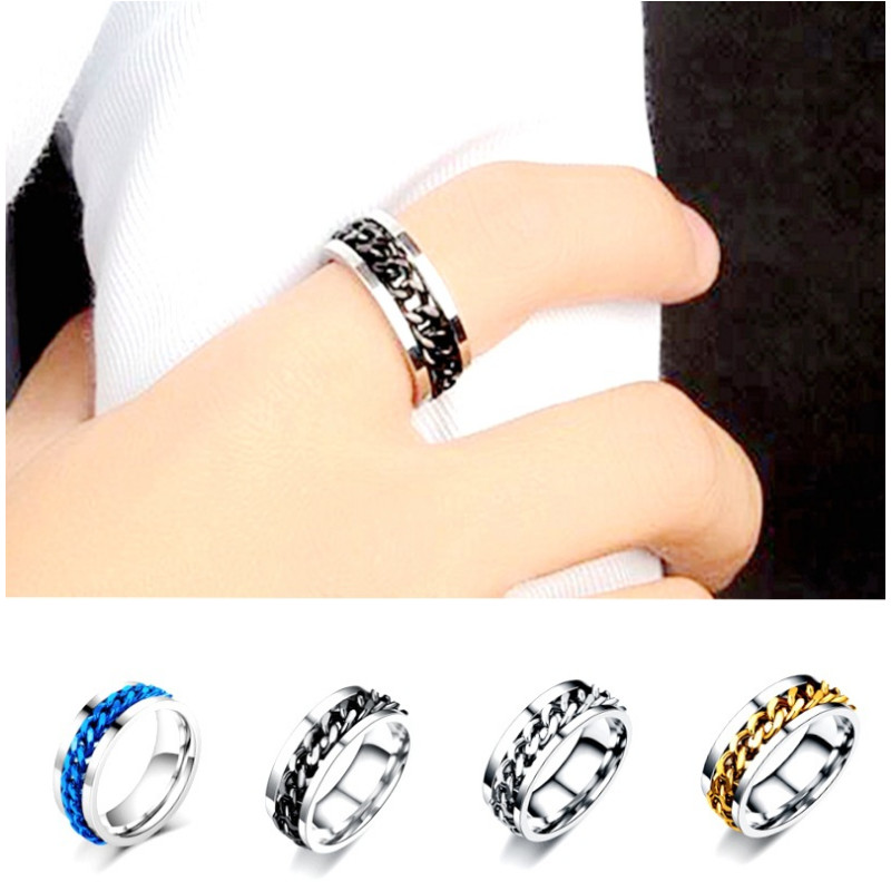 Nhẫn Nam Dây Xích Titan Ko Đen TT 3137