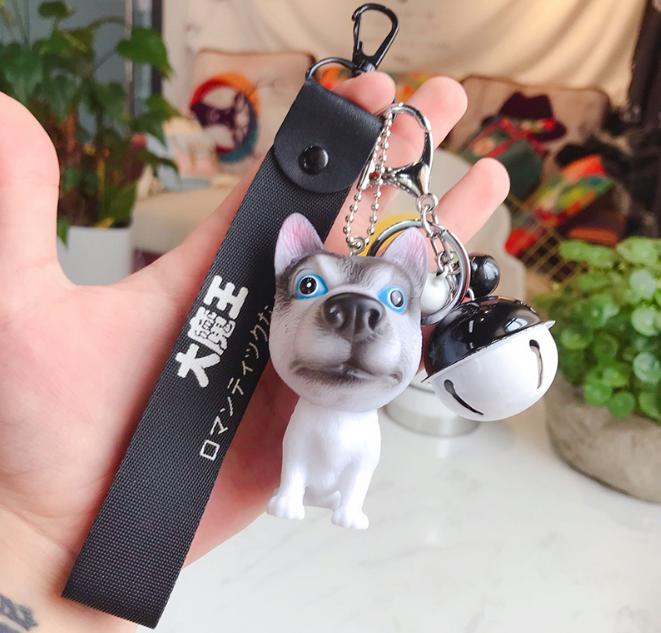 Móc khóa chó xám mặt ngố dễ thương