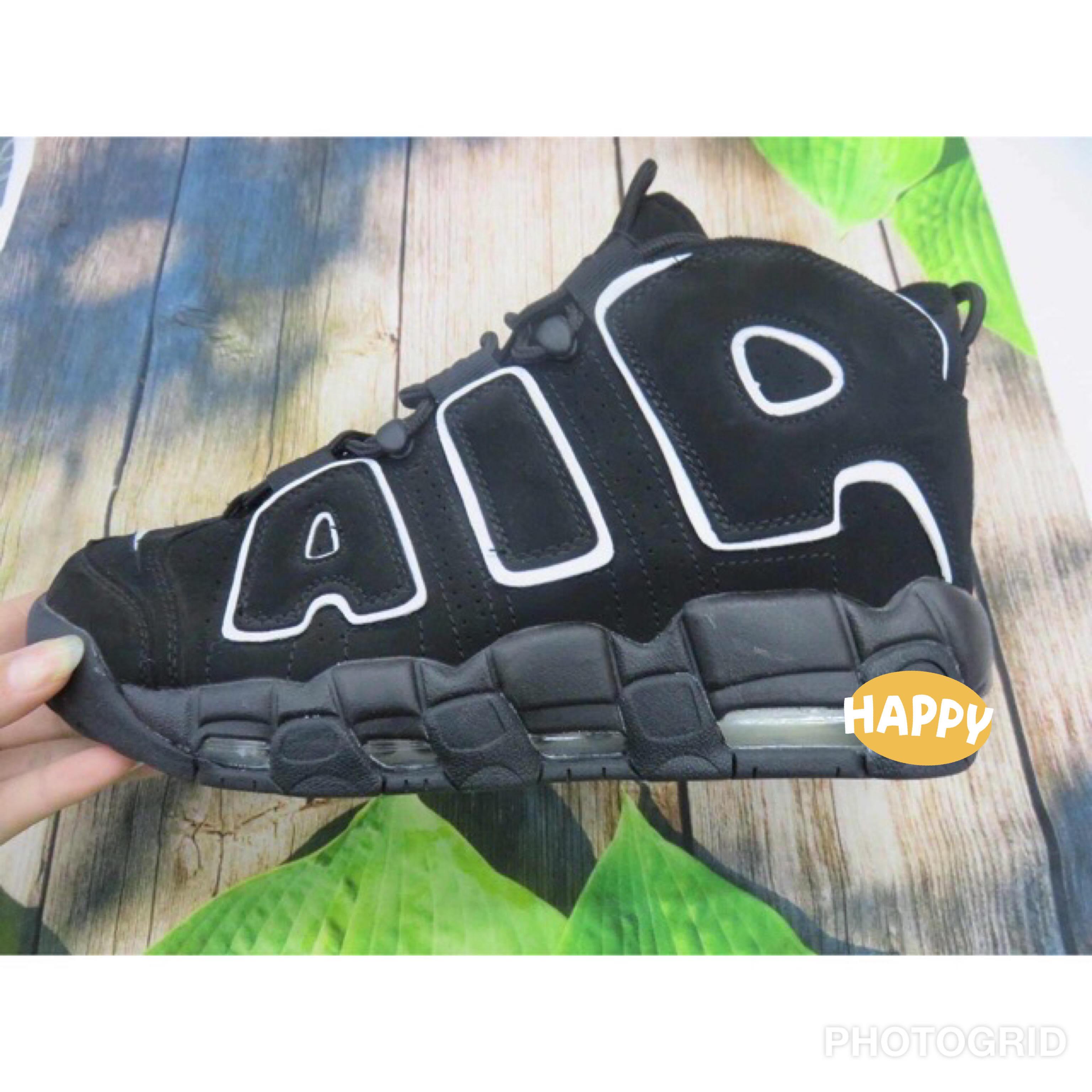 giầy thế thao sneaker uptempo đen viền trắng nữ 2020