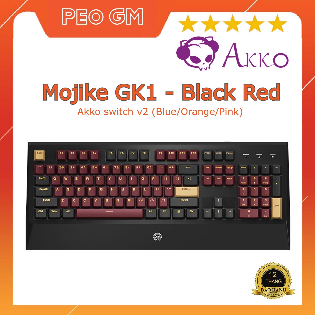 Bàn phím cơ mojike gk1 black red