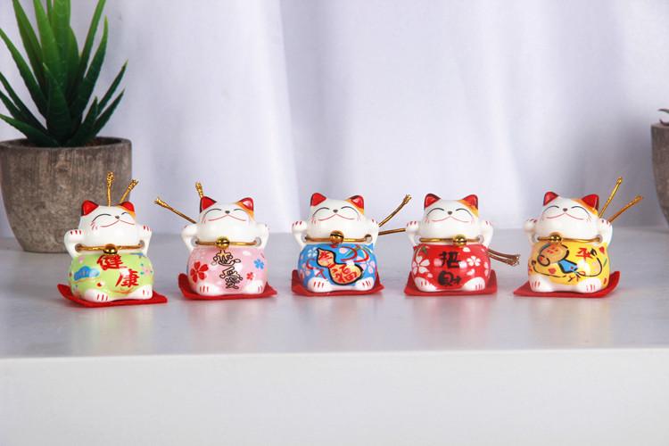Bộ tượng ngũ mèo may mắn phát tài Maneki Neko, tượng phong thủy trang trí ô tô nhà cửa nhiều mẫu MTS-3901