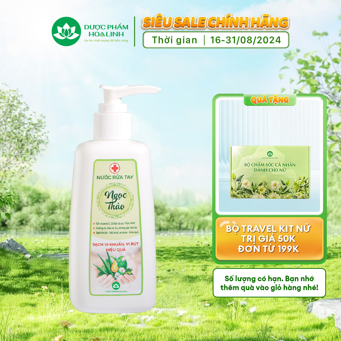 Nước rửa tay thảo dược Ngọc Thảo 230ml