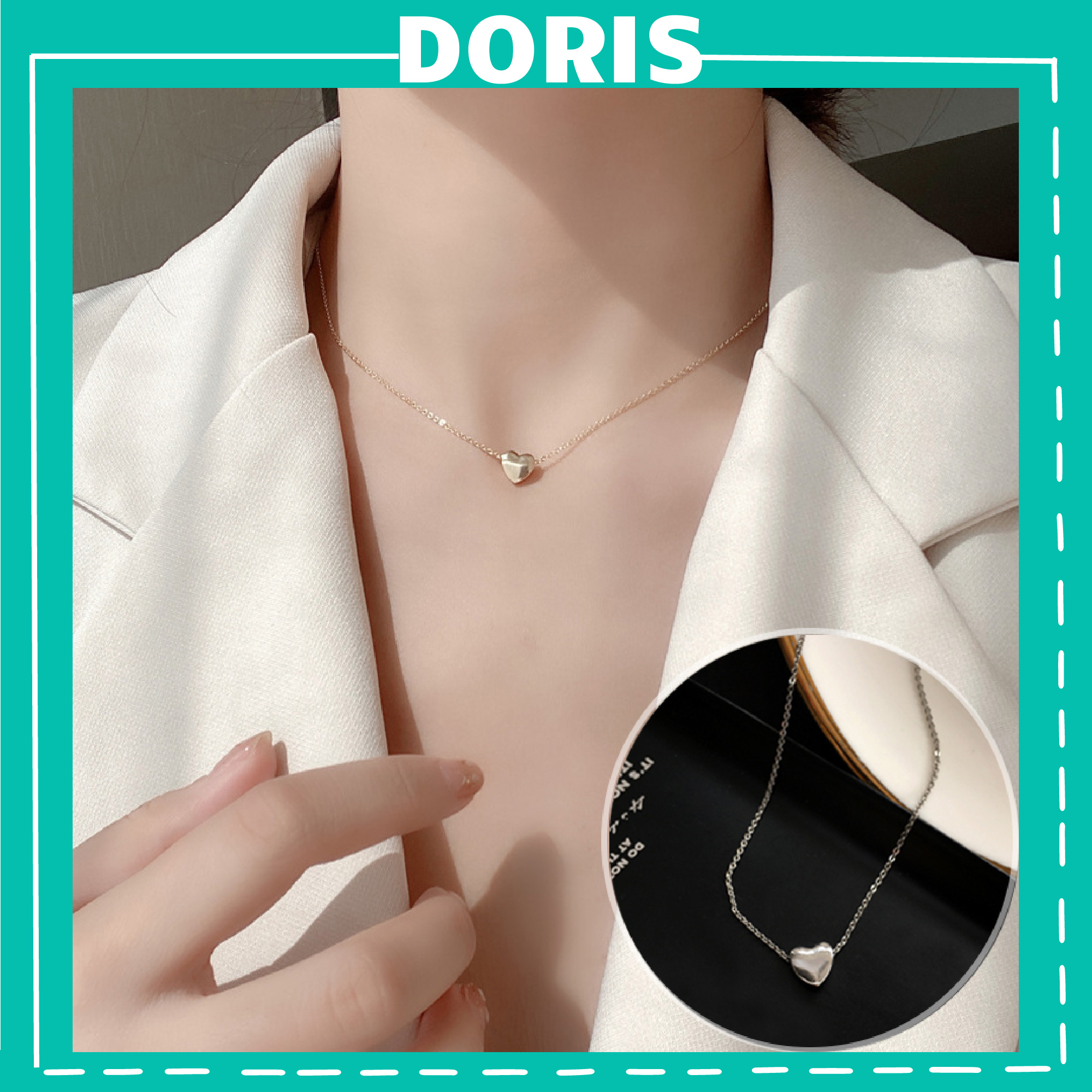 Dây chuyền bạc mặt trái tim phong cách dễ thương - doris house