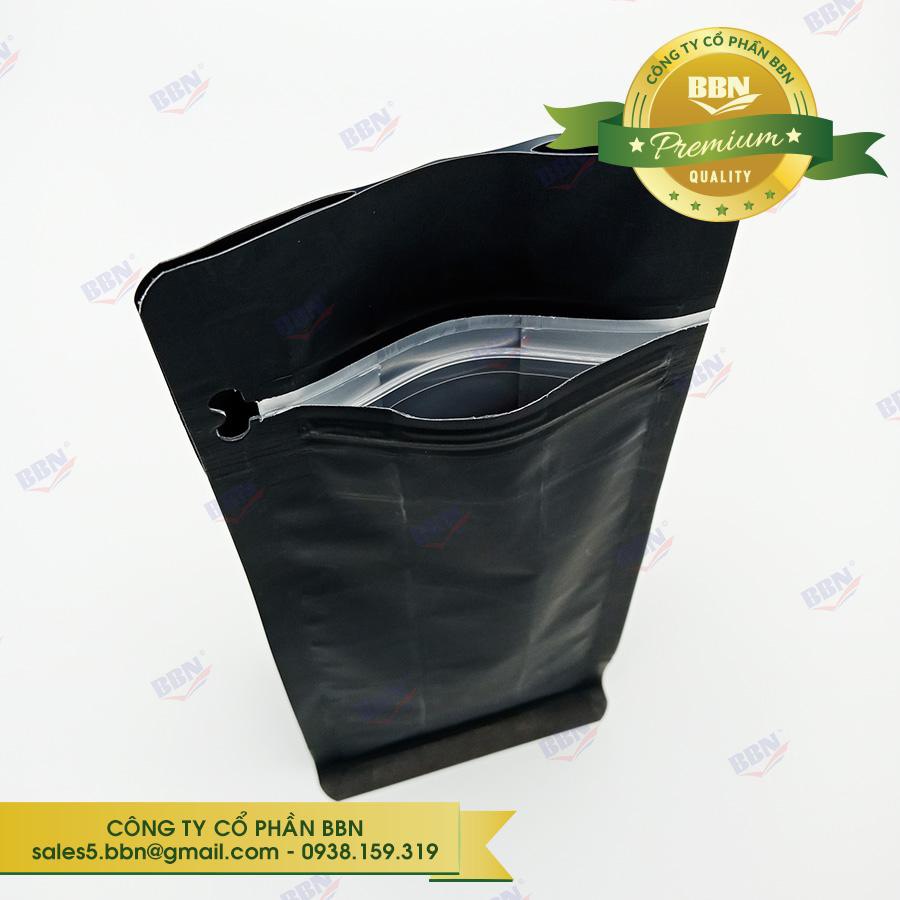 Túi đáy bằng pocket zipper Đen Mờ 13x33.5cm - bộ 50 túi