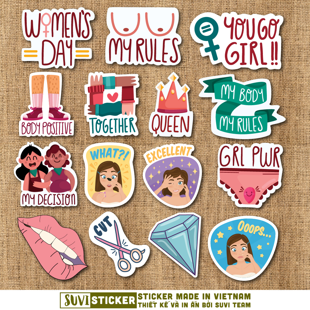 Sticker Girl Cute chống nước dán laptop, điện thoại, đàn guitar, mũ bảo hiểm, vali