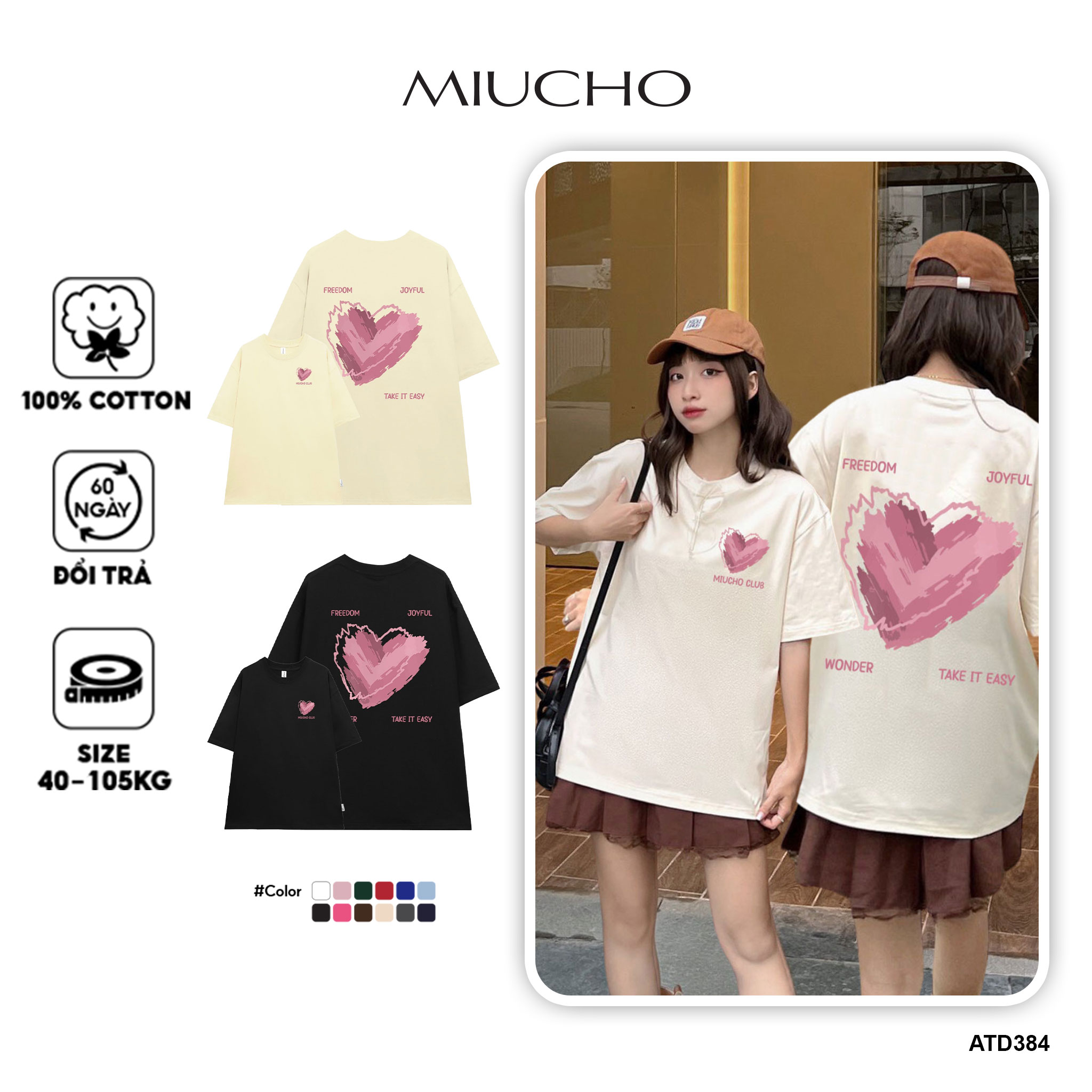 Áo thun form rộng local brand ATD384 Miucho tay ngắn vải cotton cổ tròn in graphic