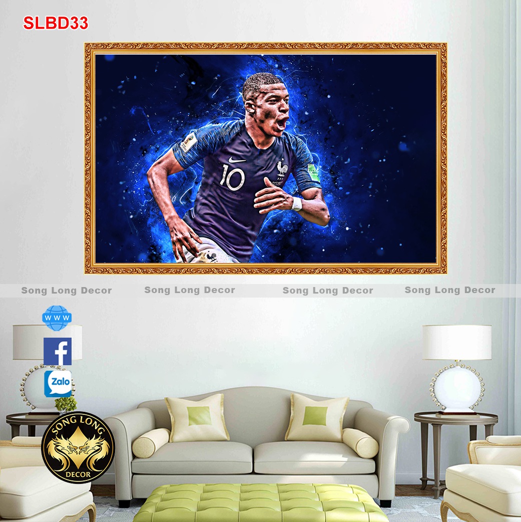Tranh Dán Tường 3D Cầu Thủ Bóng Đá Kylian Mbappé -SLBD33 - Có In Theo Yêu Cầu- Tranh 3d Cho Fan Hâm Mộ