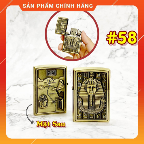 Thần amun_ bât lửa zippo ai cập 2 mặt hình nổi