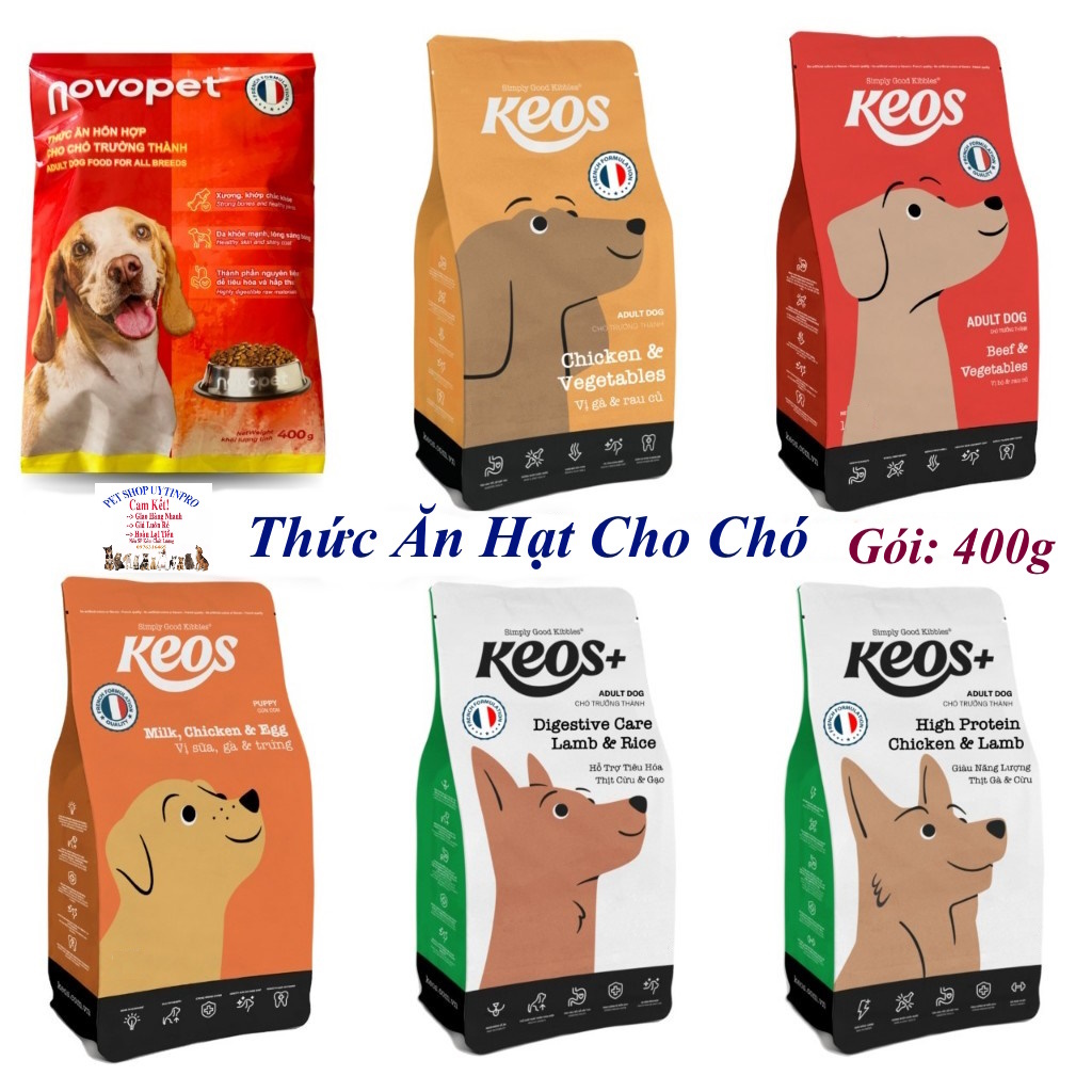 Thức ăn hạt cho Chó KEOS Gói 400g Hỗ trợ tiêu hóa Giàu năng lượng Bổ sung dinh dưỡng hoàn chỉnh cho Pet Sx tại Việt Nam