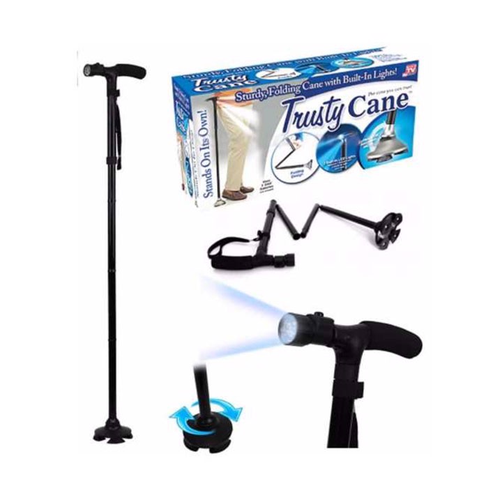 [HCM]Gậy gấp gọn Trusty Cane chống trượt có đèn Pin cho người già - gãy xương chân - béo phì Gậy trusty cho người già