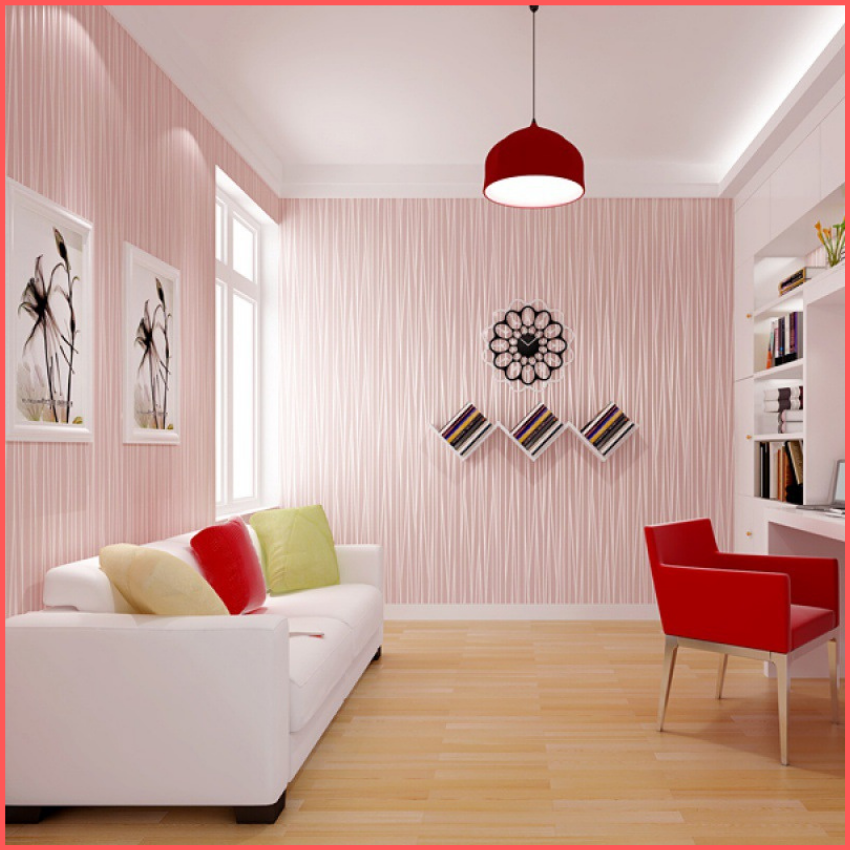 Cuộn 10 Mét Giấy Dán Tường Vân Chỉ Hồng Có Keo Sẵn Khổ Rộng 45Cm Giấy Dán Tường Sọc Hồng Giấy Dán Tường Phòng Khách Màu Hồng Cuộn Giấy Dán Tường 10M Màu Hồng Giấy Decal Dán Tường Màu Hồng Nhạt Sang Trọng- Haxu Shop