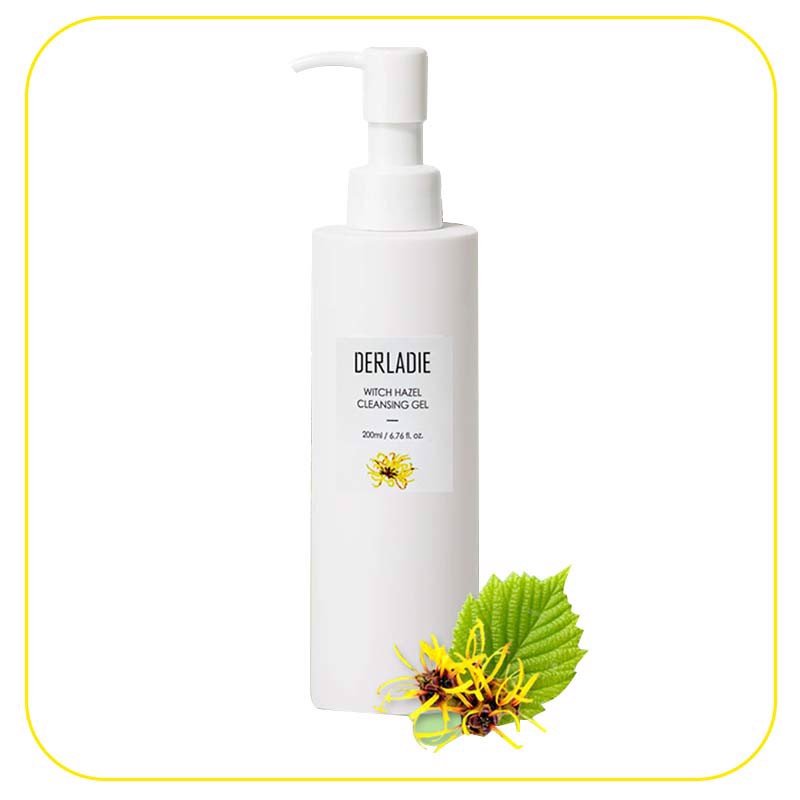 Gel rửa mặt loại bỏ mụn chiết xuất cây phỉ Derladie Witch Hazel Cleansing Gel 200ml