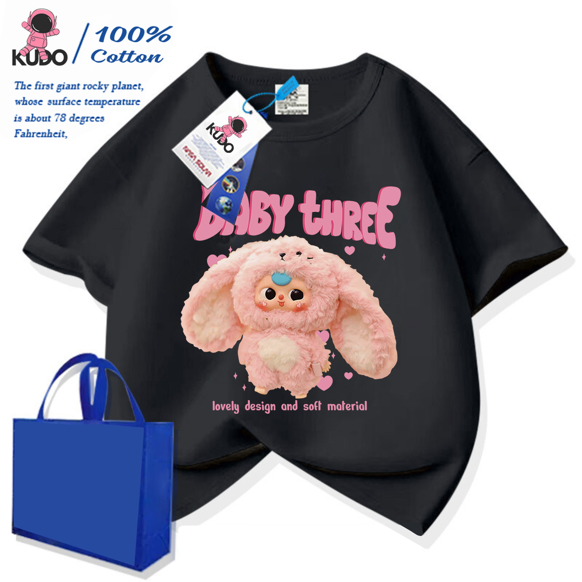 Áo thun cho bé KUDO size 10 - 40 kg họa tiết baby three dễ thương chất vải 100% cotton tự nhiên co dãn 4 chiều siêu thoáng khí tránh hầm bí, bst baby three 03 - 7