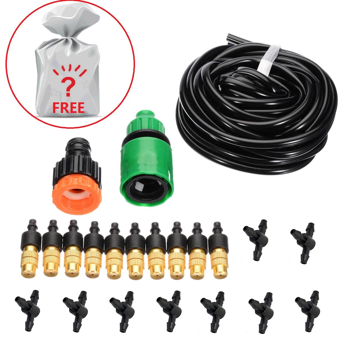 Bộ 10 mét phun sương tưới cây làm mát béc đầu đồng tặng Hộp quà bất ngờ thiết bị tưới