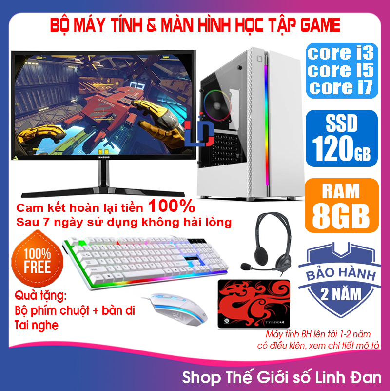 Bộ case máy tính Game LED Trắng + Màn 20 24 inch Pentium G2010 / i3-2100 / i3-3220 / i5-2330/ 3330/ Ram 4GB-8GB/ SSD 120-240GB/ VGA 1 - 2G PUBG Mobile, LOL, CF, Fifa, Cs, GAT 5 ... [Tặng Phím chuột, tai nghe, bàn di] GAG2 GAi32 GAi33 GAi52 GAi53 LLD