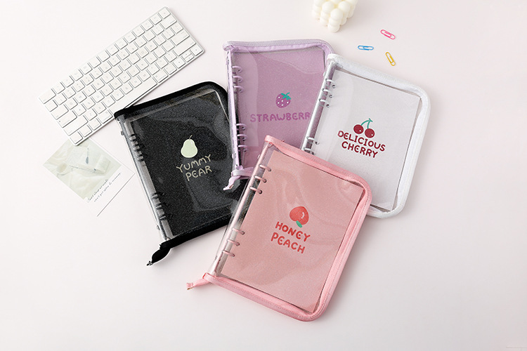 Binder Bìa sổ còng nhũ lấp lánh có khóa kéo viền vải