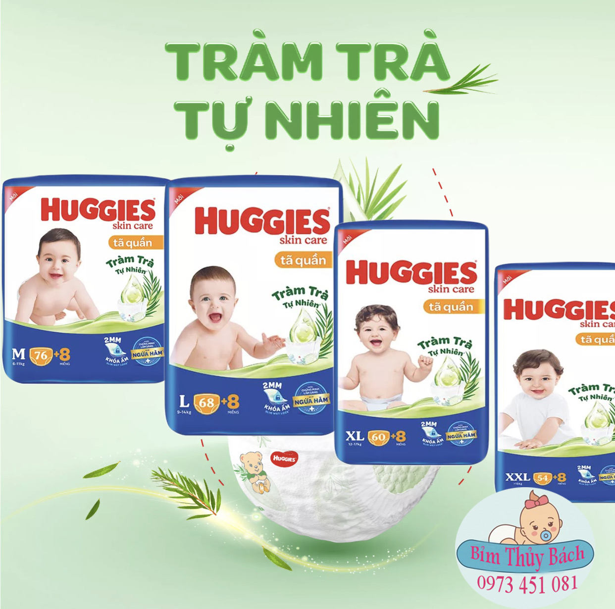 Combo 2 Tã Quần/Dán Huggies Dry Super Jumbo M74/L68/Xl62/Xxl56