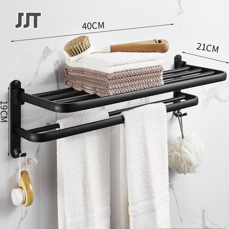 JJT Giá treo khăn gắn tường tiện lợi Kệ nhà tắm inox 304, không cần khoan, có 3 kích thước để bạn lựa chọn. Giá để đồ nhà tắm, giá treo khăn nhôm gấp gọn, giá treo khăn tắm không lỗ.