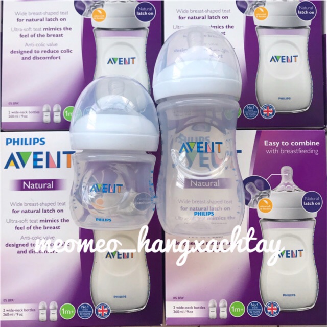 Bình sữa chống đầy hơi avent natural 125ml 260ml 330ml chính hãng