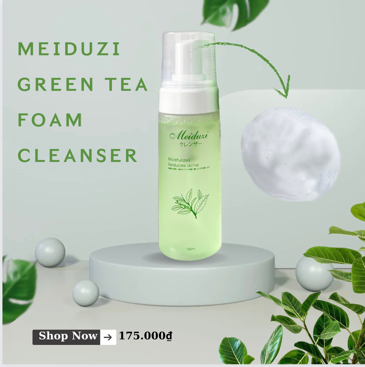 Sửa rửa mặt meiduzi tinh chất trà xanh