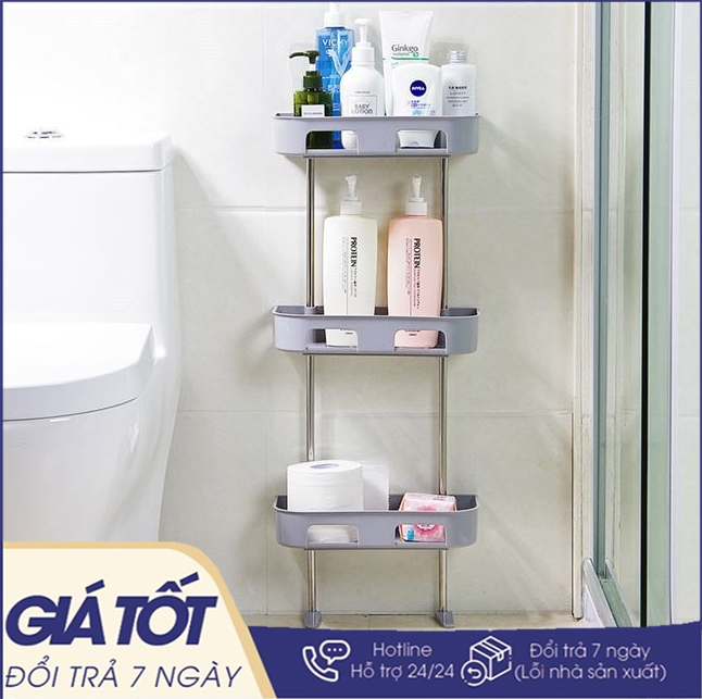 Kệ nhà tắm dính tường siêu chắc 3 tầng (tặng thêm 1 móc dán tường) - Kệ áp tường 3 tầng tiện lợi - Kệ nhà tắm dính tường siêu chắc 3 tầng (Màu ngẫu nhiên)