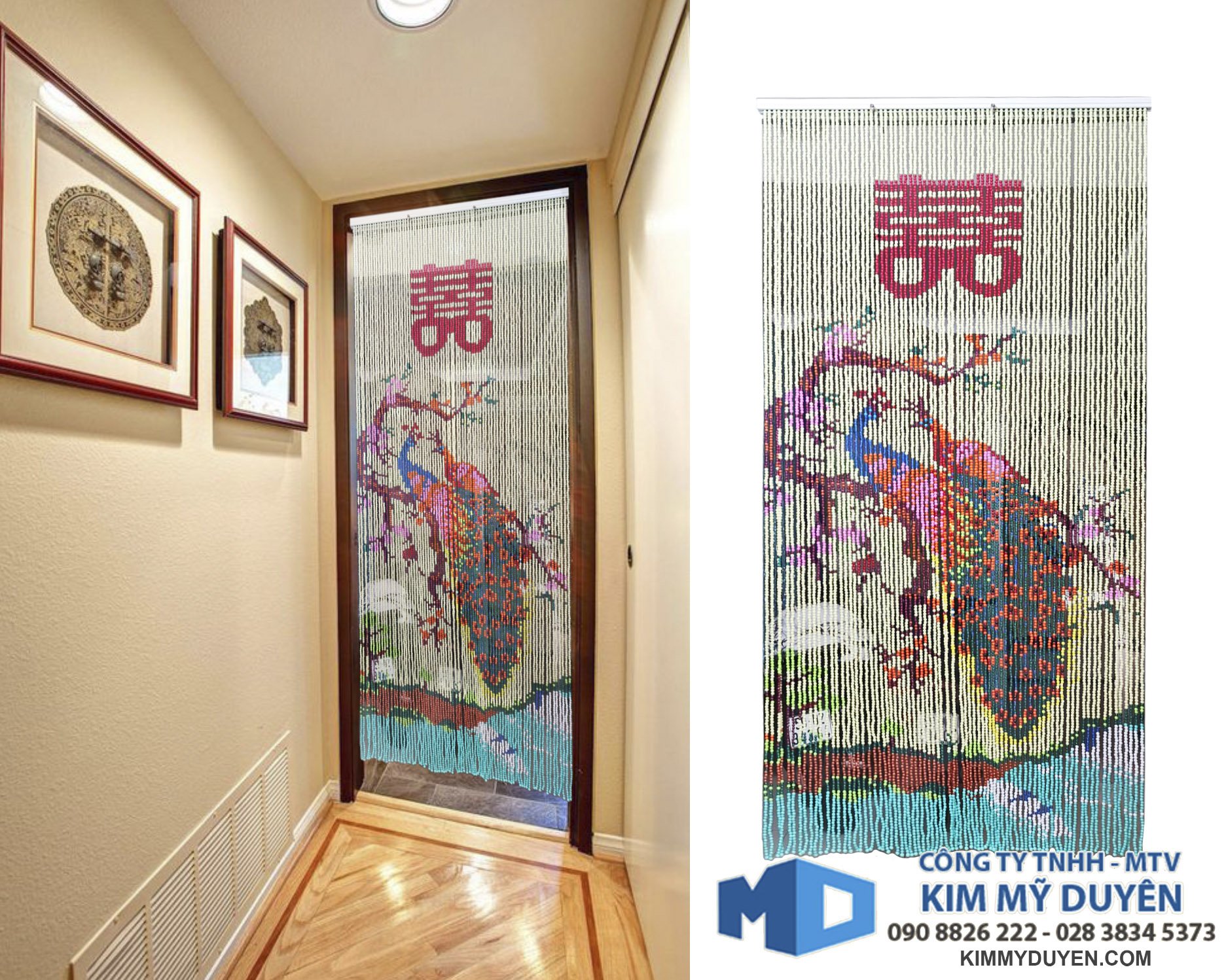 Màn hạt nhựa con công hỷ 495