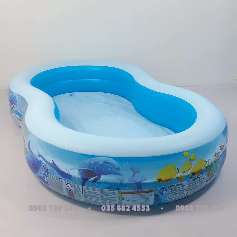 Phao bơi gia đình 2m62 ovan bestway có họa tiết đại dương - bể bơi rộng phù hợp cho cả gia đình.