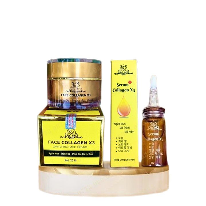 Combo Kem Face Serum Collagen x3 chính hãng hết thâm nám hết mụn