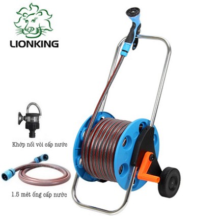 Bộ vòi tưới cây rửa xe Lionking từ 20 - 50 mét. Ống nước kết cấu 3 lớp, vòi phun nhựa 5 kiểu phun. Bao gồm rulo cuộn ống