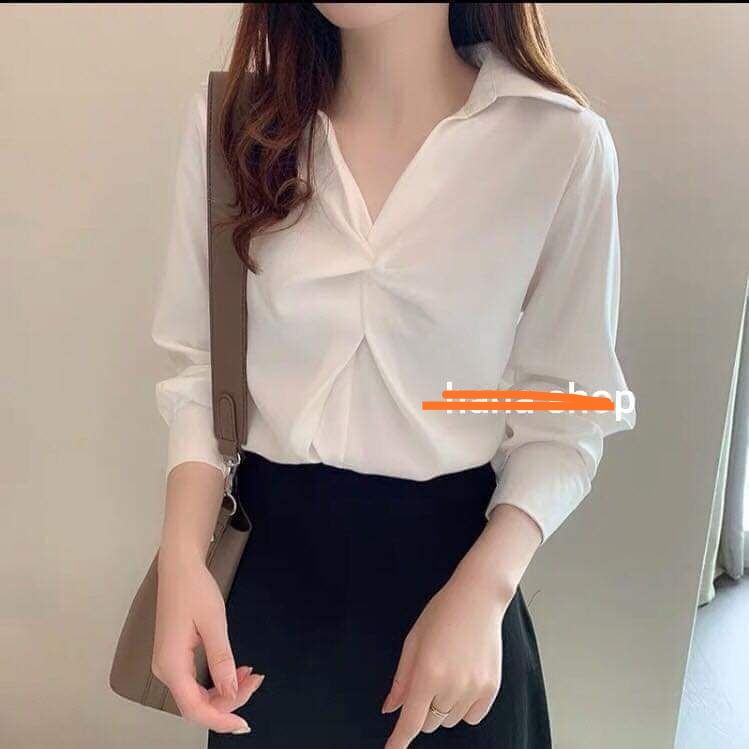 Áo sơ mi xoắn ngực freesize