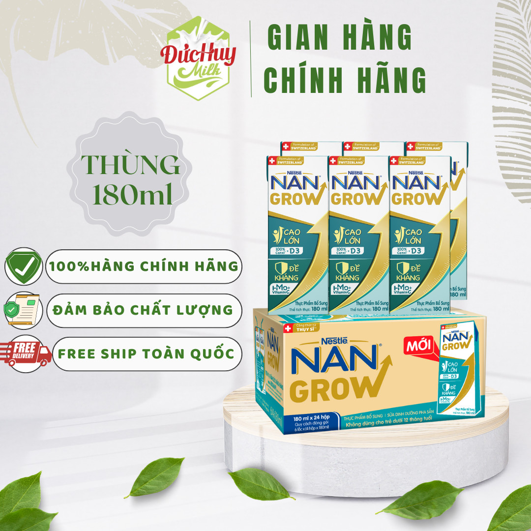 Thùng 24 hộp sữa pha sẵn nestlé nan grow 180 ml / 110ml