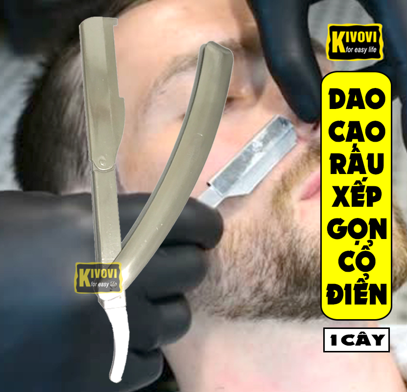 Dao Cạo Râu Xếp Gọn Cổ Điển - Dao Cạo Lông Mày, Dao Cạo Lông Mặt Nam Nữ , Dao Cạo Tóc, Dao Cạo Đầu - Đa Năng Chuyên Dụng Dùng Cho Barber Thợ Cắt Tóc Salon Bỏ Túi Tiện Dụng - Kivovi